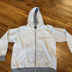 Men’s Xxl White And Grey Zip Up Hoodie