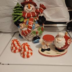 5 Piece Snowman Cookie Jar Set 