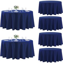Fokitut 6 Pack Round Tablecloth, 120 Inch, Stain Resistant and Wrinkle Polyester Table Cloth, Fabric Table Cover for Kitchen Dining, Wedding, Party, H