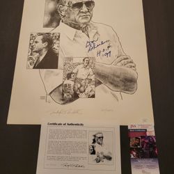 Miami Dolphins legend coach Don Chula signed 16 X 20 black-and-white lithograph 