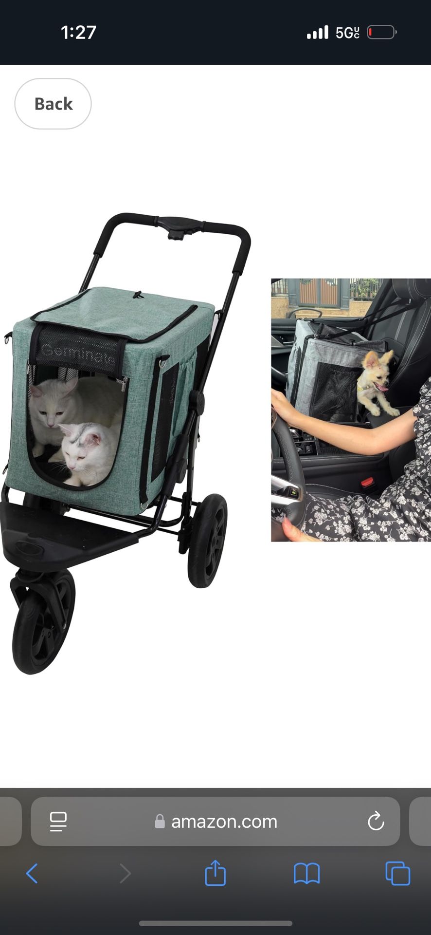 3 in 1 Dog Cat Stroller with Detachable Carrier Small Medium 10 30 50 Lbs 2 Two Double All Terrain