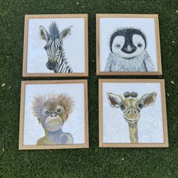 Set Of 4 Baby Animal Framed Prints 