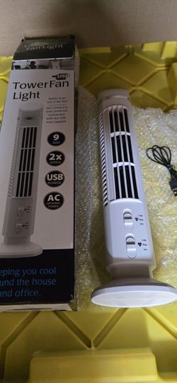 Bladeless Tower Fan Quiet Portable USB Desk Fan witn Lignt