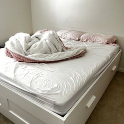 queen storage frame bed with mattress