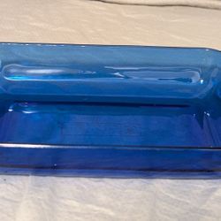 Anchor Hocking Blue Glass Loaf Pan 1.5L Oven Safe Rectangle Model 1041
