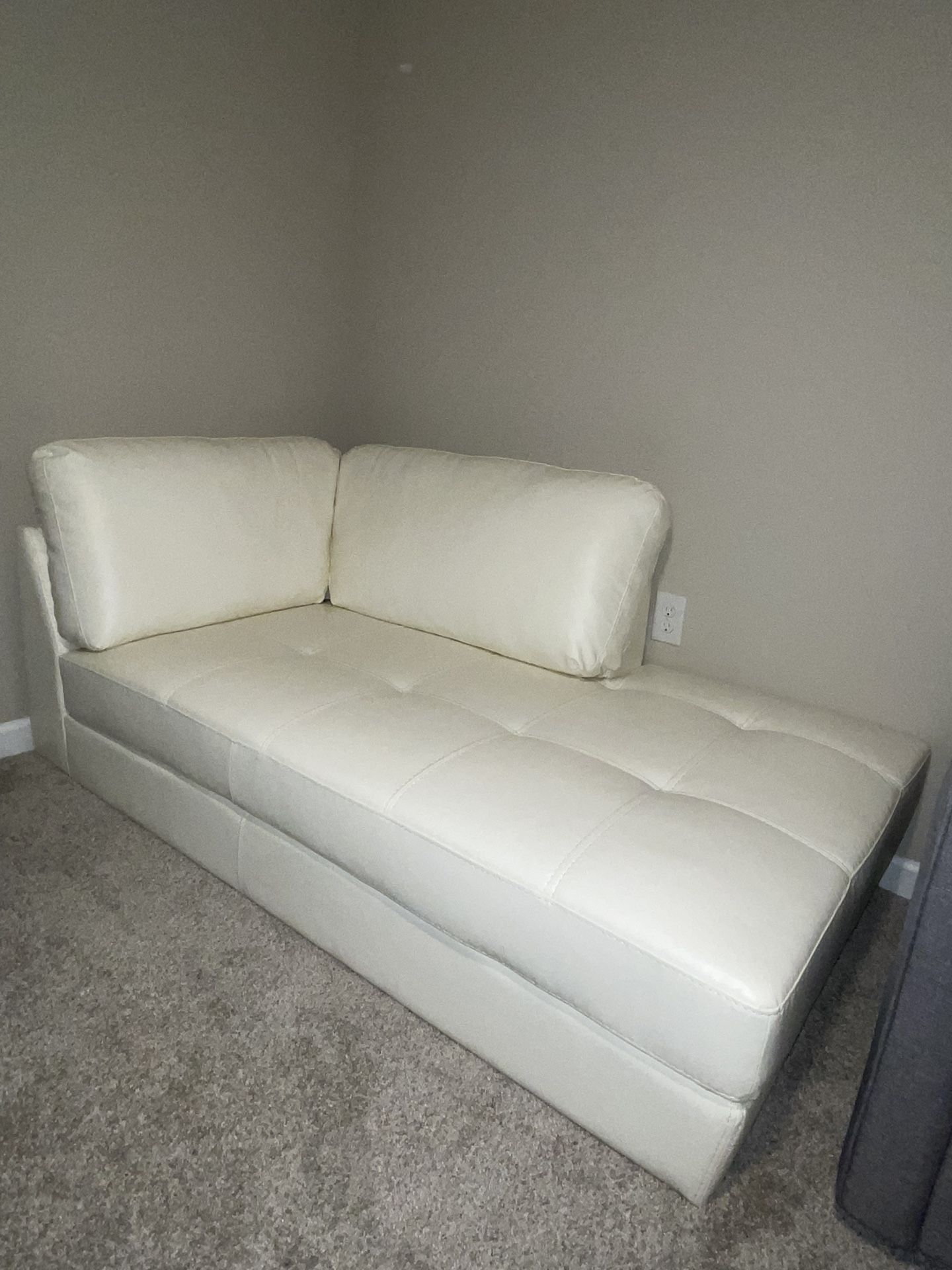 White Faux Leather L-Shaped Right-Facing Chaise Sectional Sofa