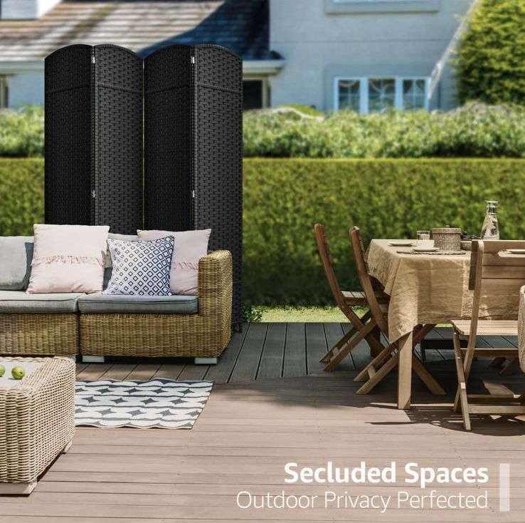 Black Room Divider 4 Panels With Double Hinges