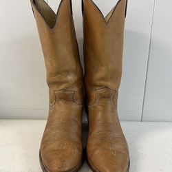 Justin Boots 9D 1106 Mulehide Leather Almond Toe Classic Western Cowboy Tan Color