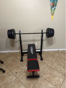 Adjustable Weight Bench + Barbell Set (FULL PACKAGE DEAL 💪)