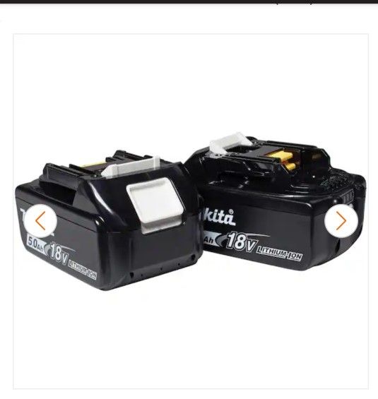 BRAND NEW 2 Two Dos Makita 18 Volt 18v 18 Lithium Ion LXT Batteries Capacity Output 5.0 AH 5.0 Battery 5ah Ah Amp High Pilas Baterias