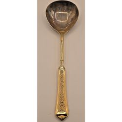 Ornate Silverplate Serving Spoon Floral Handle 11 Inches Vintage