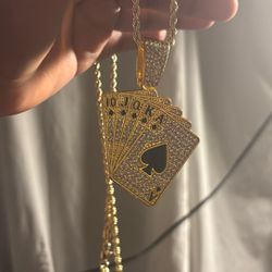 Ace of Spades Pendant GOLD W/cubic zirconia