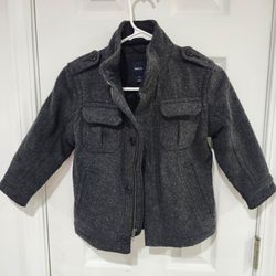 GapKids Gray Wool Blend Military-style Jacket with quilted lining SZ XS