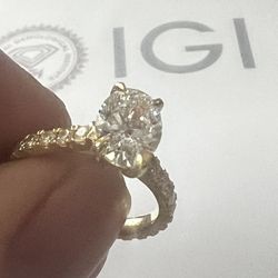 Brand New 2.98 Carat Lab Oval Diamond Ring In 18k Yellow Gold