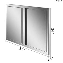 Outdoor Kitchen BBQ grill Door Double Door Stainless Steel