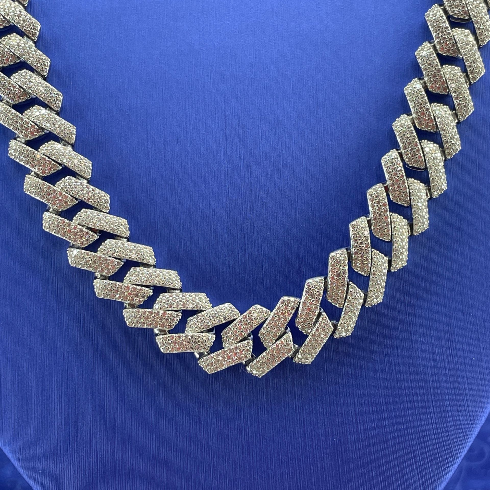 925 Sterling Silver CZ 22” Monaco Necklace 126.40g 12mm 200671/4