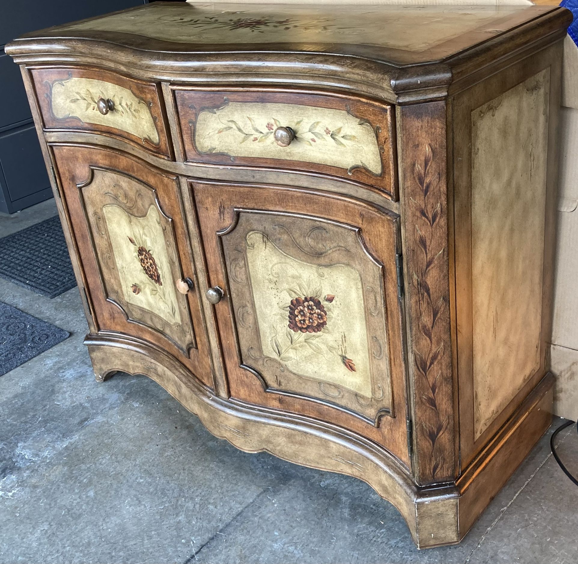 Mediterranean Style Sideboard Cubby Cabinet Table