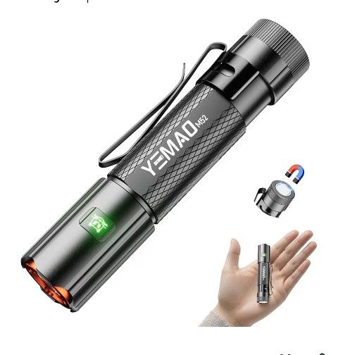 Emergency EDC Flashlight,Rechargeable 1500LM Mini Light - 6 Modes with Magnet/Clip,Portable Pocket-Sized Keychain Flashlight, IP6 Waterproof LED Torch