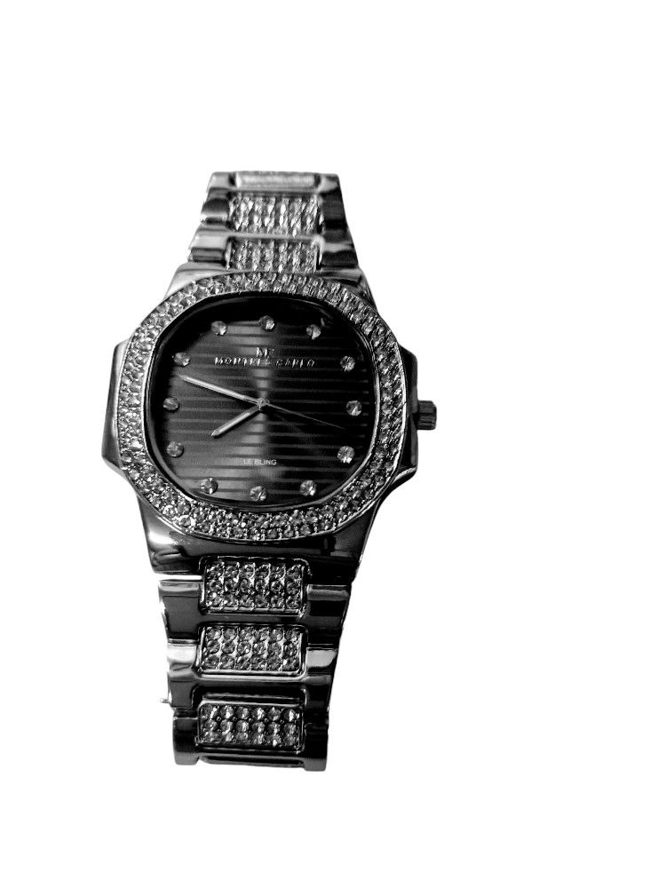 Montres Carlo Silver Steel Iced Out Watches New