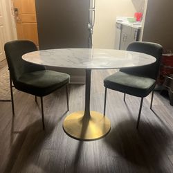 Modway Lippa 48" Oval-Shaped Mid-Century Modern Dining Table with Artificial Marble Top and Gold Base