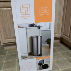 Squared Away - Stainless Steel 7.9 Gallon Round Trash Can