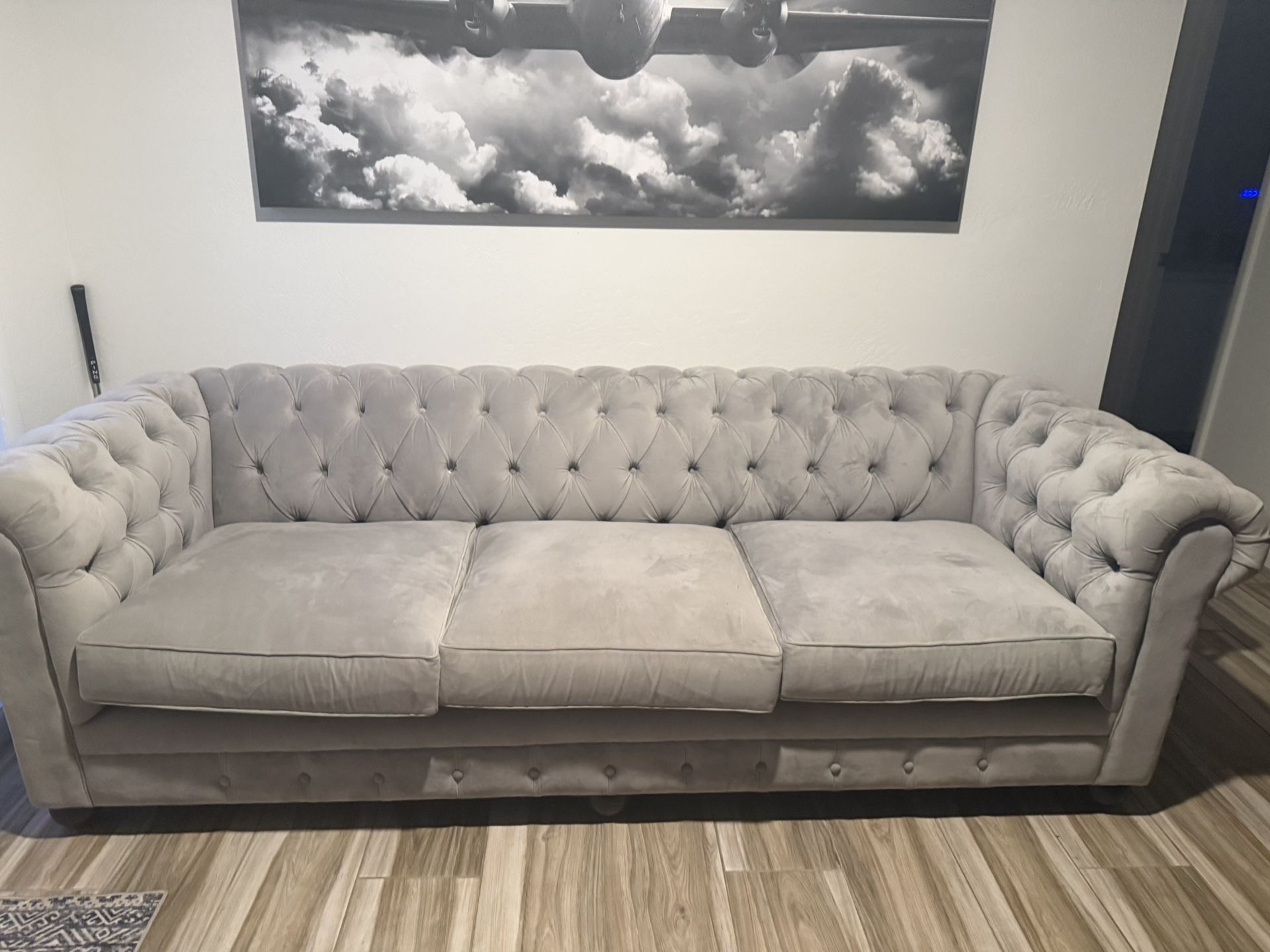 Elegant Gray tufted Sofa Super Soft