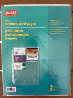 New Pack of Clear Business Card Pages - Unopened. Priced for Fast Sale!
