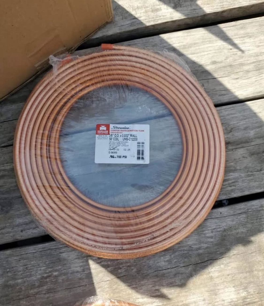 NEW 3/8 Inch Copper Refrigeration Tubing 50'