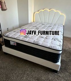 New Queen bed frame with mattress