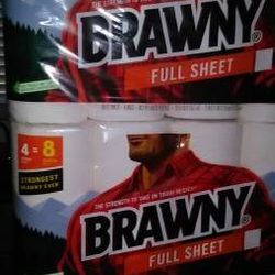 Brawny Paper Towels! Full Sheets! 4 double=8 Reg. Rolls! Brand New!