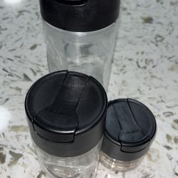 three Tupperware Containers Clear With Black Tops Used Great Condition 