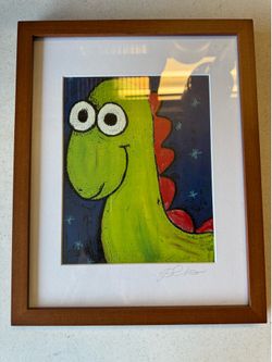 Dinosaur Picture with Wood Frame