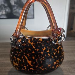 Hand Blown Glass Tortoise Shell Purse
