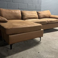 Ovios Reversible Chaise Sofa Suede Fabric