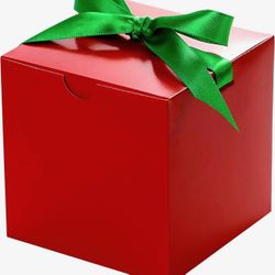 NEW IN PACKAGE UnicoPak 50 Pack 4x4x4 Christmas Red Gift Boxes - Holiday Boxes With Lids for Presents, Ornaments, Candles, Mugs, Crafting  •	Small Gif