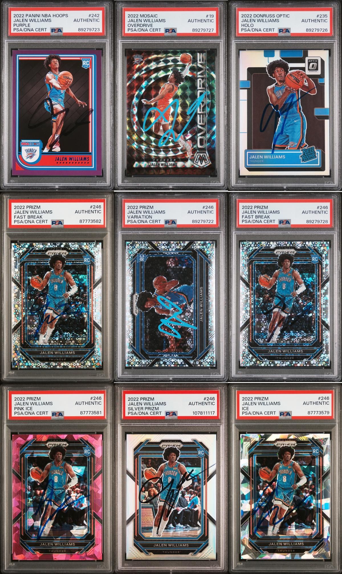 OKC THUNDER JALEN WILLIAMS ROOKIE AUTOGRAPHS PRIZM OPTIC PSA