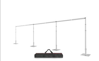 Fotoumgl 8.5x30 Pipe and Drape Stand Kit, Heavy Duty Backdrop Stand Adjustable, Sturdy Metal Back Drop Decoration Frame with Flat Base for Parties, Fl