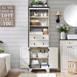 72" Tall Bathroom Storage Cabinet, Farmhouse Storage Cabinet
