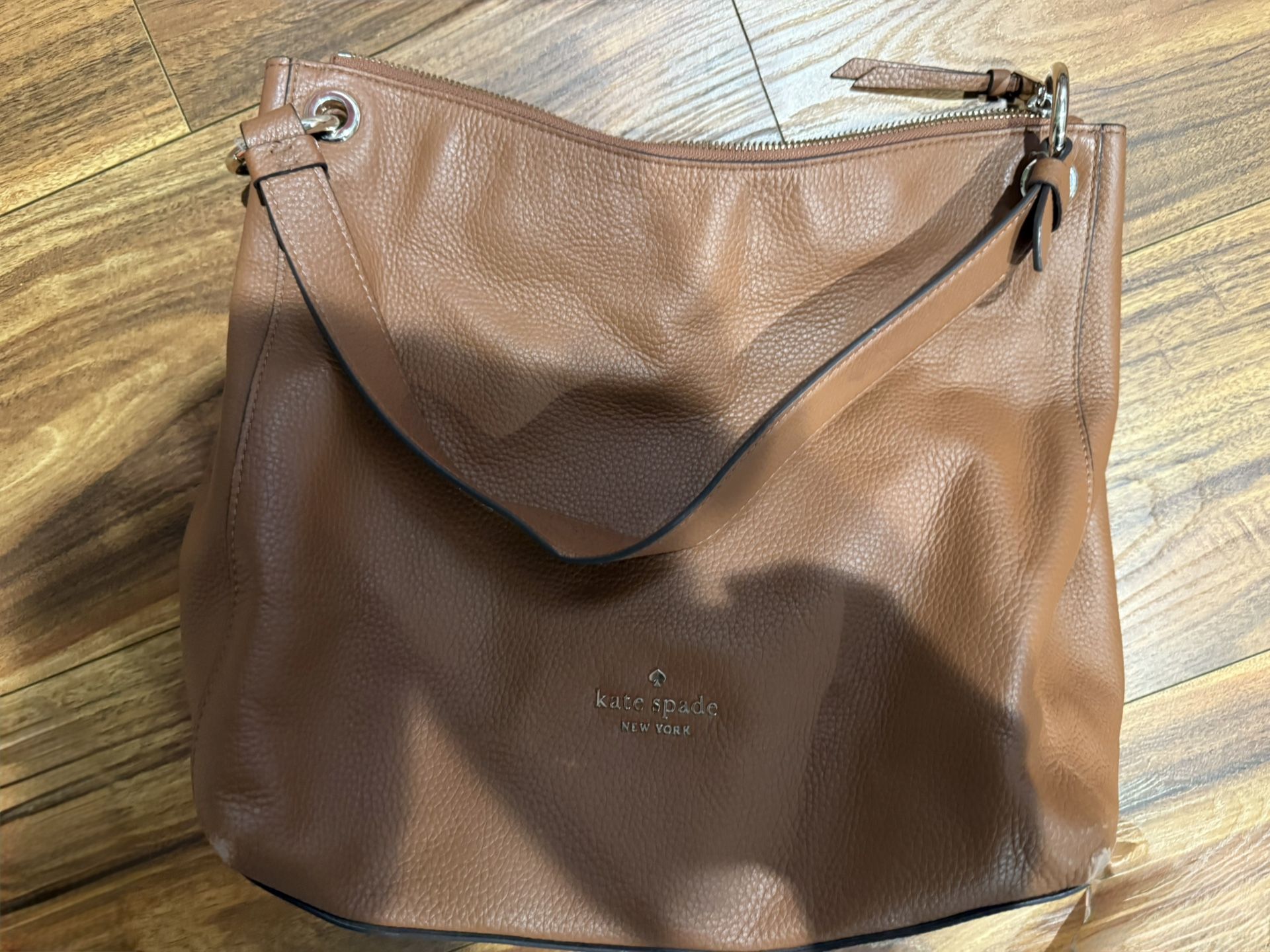 Kate Spade Brown Leather Shoulder Bag Hand Purse Multiple Compartments