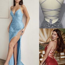 New With Tags Iridescent Fitted Long Formal Dress & Prom Dress $155