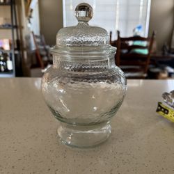 Vintage Hammered Glass Apothecary Jar with Lid