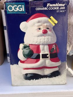 Vintage 90's Oggi St.Nick Santa Claus Holiday Ceramic Cookie Jar Christmas