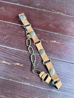 Steve Madden Vintage Suede and Brass Chain Link Concho Belt