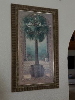 Set of 2 Matching Framed Tropical Palm Tree Wall Art Prints