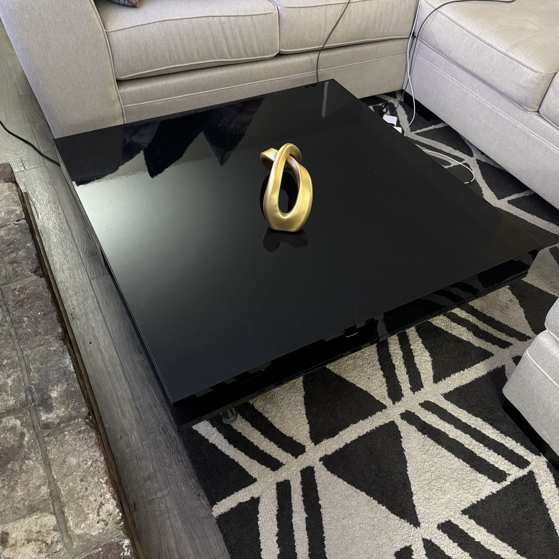 Modern black square coffee table