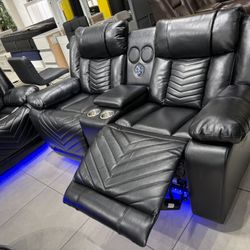 Power Recliners Sofa Set With Bluetooth And Speakers 🔊 