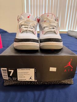 Air Jordan 3 Retro White Fire Red Size 7