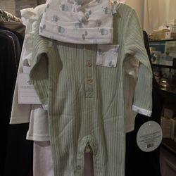 Attitude Baby 2 Pc Set 3-6 Months, Henley Coverall & Hat