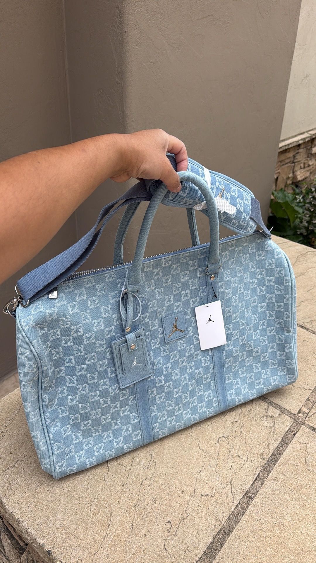 New Nike Jordan monogram duffel duffle bag denim 40L