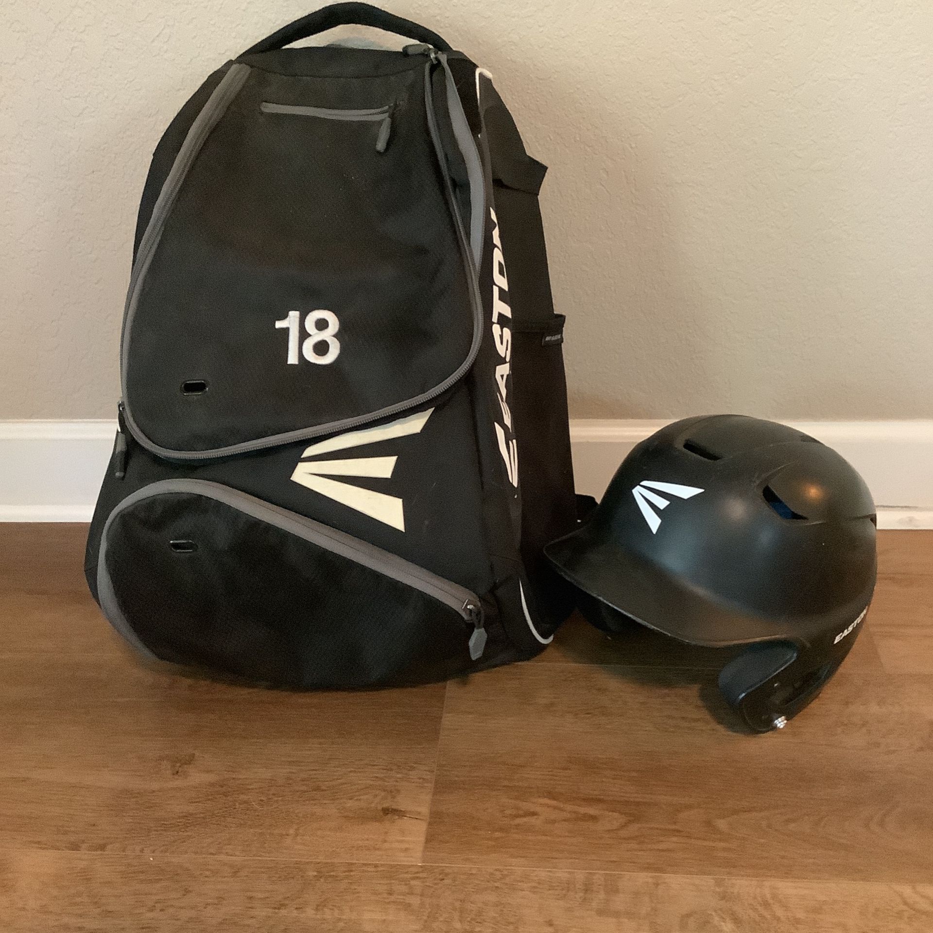 Easton Backpack Bag 20x14x10 + Helmet 7 1/8-7 1/2 Youth Baseball Softball